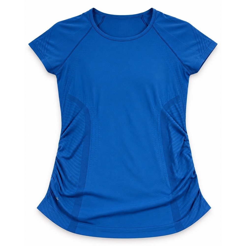 Athleta Women Blue Seamless Ruched Workout Top Size Medium M 150990182